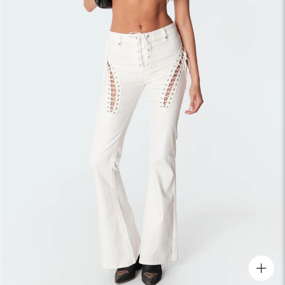 Edikted Engine White Flared Jeans